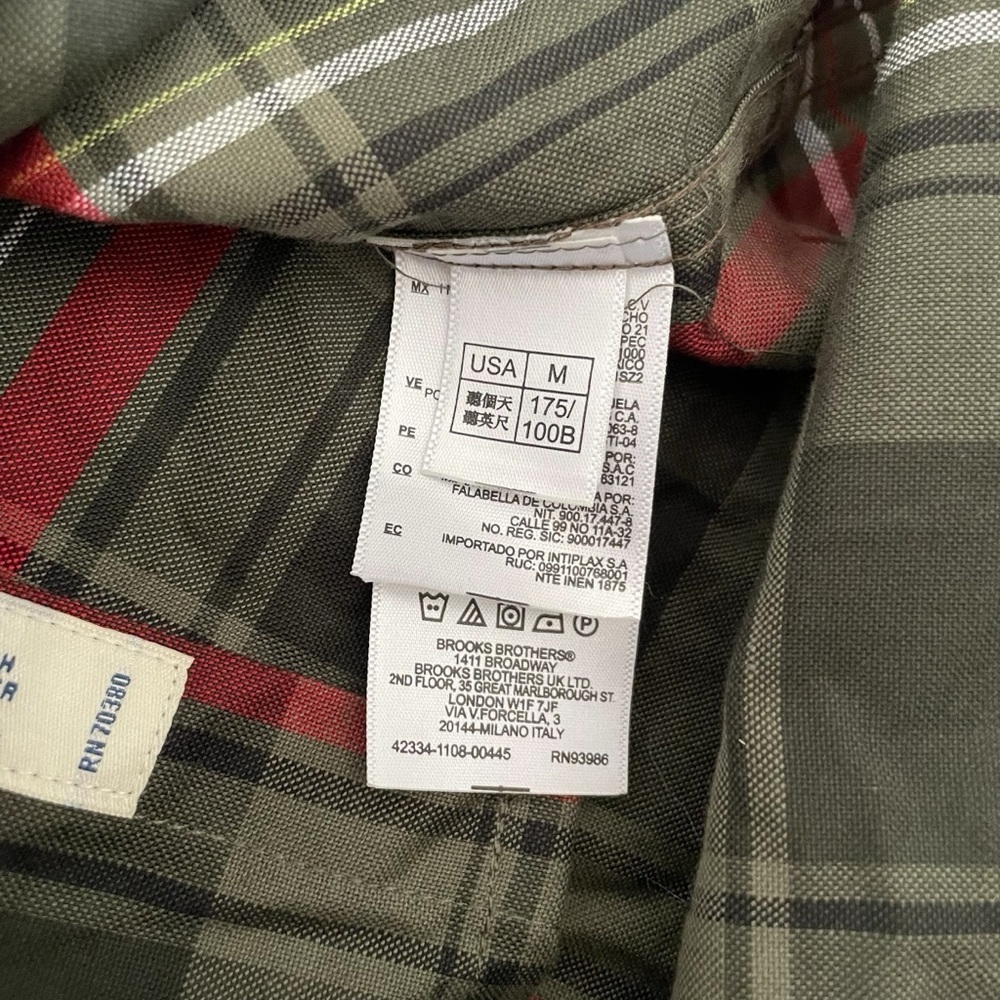 New Brooks Brothers Button Down Shirt Men’s M Plaid Regent Fit Fleece Embroidery - Picture 8 of 10
